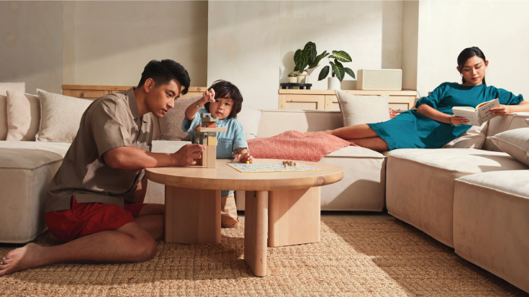 happy family in an apartment